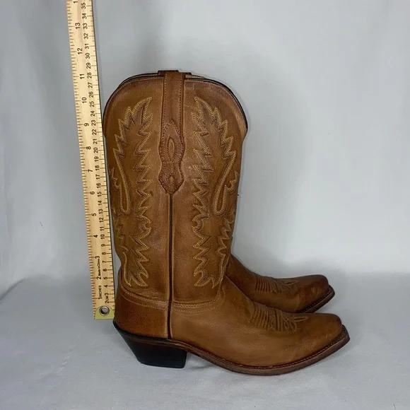 Old West Cognac Leather Cowboy Boots - Picture 7 of 7